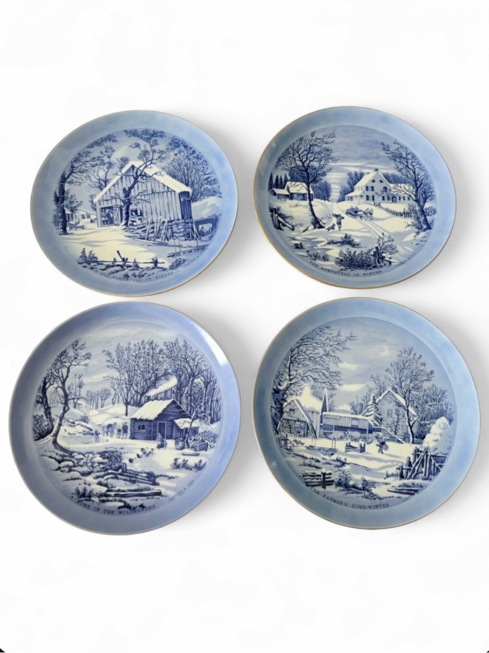 Vintage Currier & Ives Plate Collection 
Set of 4 Winter Collection